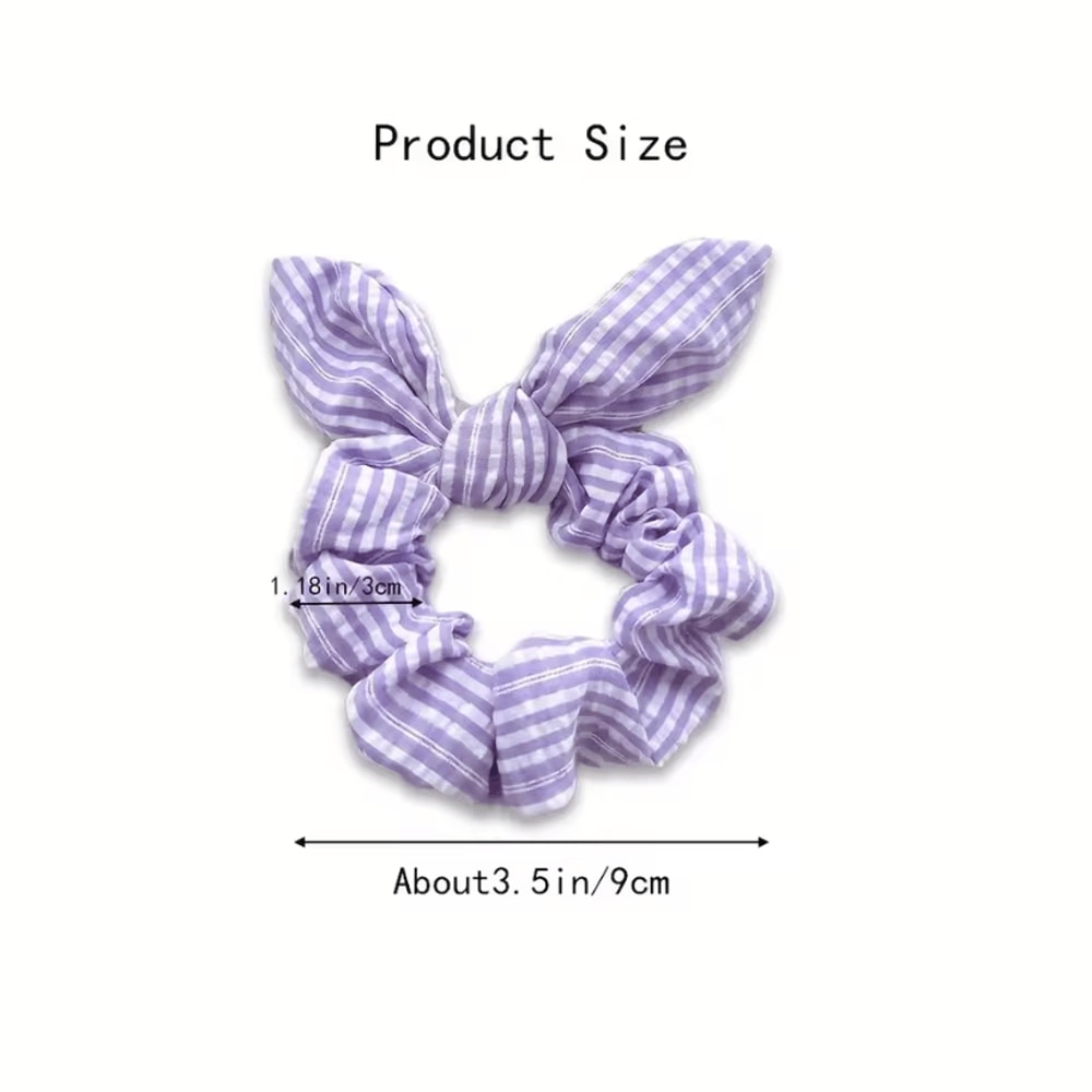 Plaid Plaid Hair Scrunchie NoDamage Ponytail Holder With Sweet Cat Ears Hair Accessory Vintage Sty 2