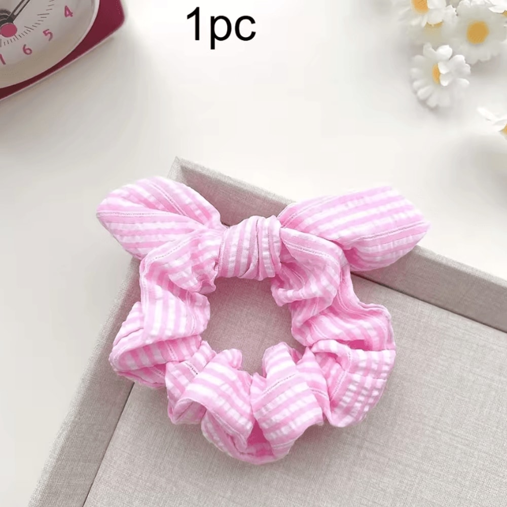 Plaid Plaid Hair Scrunchie NoDamage Ponytail Holder With Sweet Cat Ears Hair Accessory Vintage Sty 3