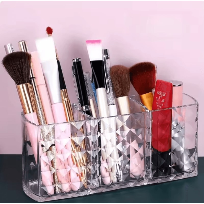 Clear Acrylic Makeup Brush Holder Clear Cosmetic Organizer Desk Brush Storage Case For Makeup Too 0