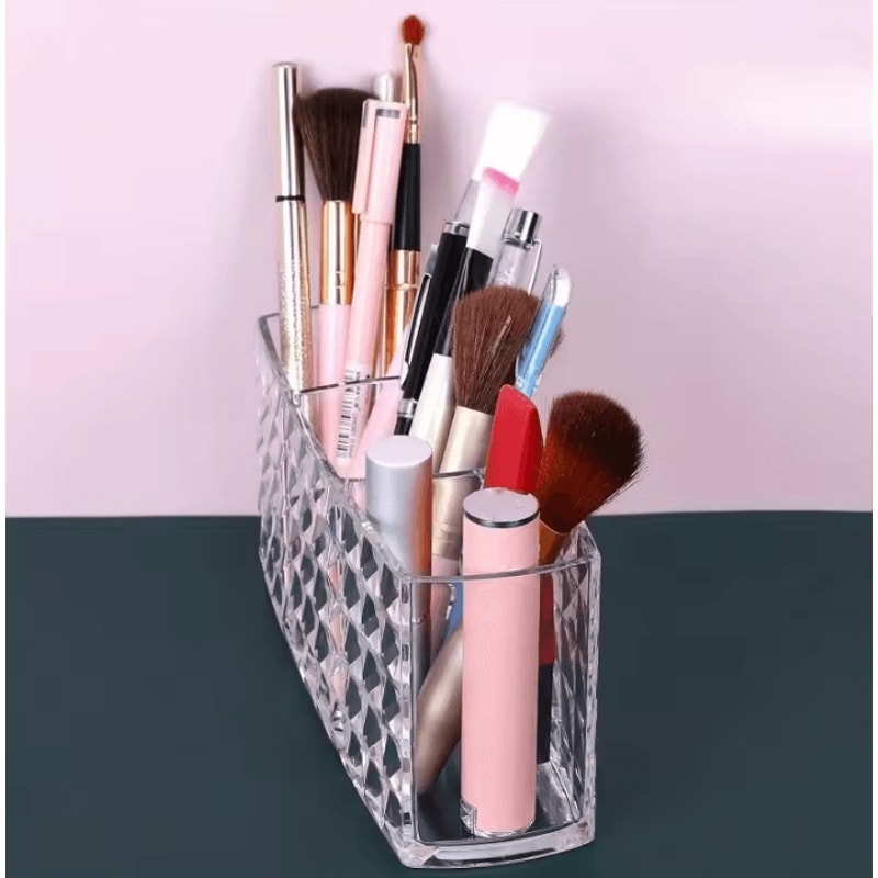 Clear Acrylic Makeup Brush Holder Clear Cosmetic Organizer Desk Brush Storage Case For Makeup Too 2