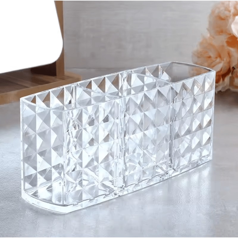 Clear Acrylic Makeup Brush Holder Clear Cosmetic Organizer Desk Brush Storage Case For Makeup Too 3