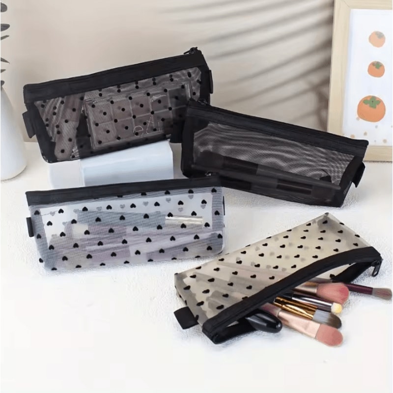 Clear Transparent Pencil Case Mesh Stationery Organizer Cute School Supplies Pencil Case For Girls 0