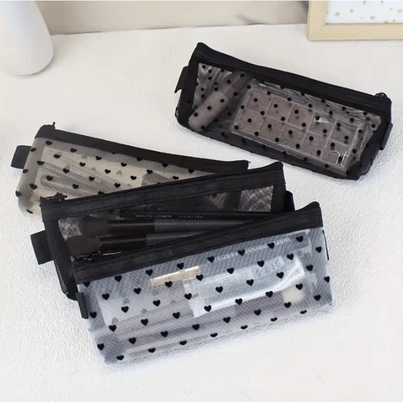 Clear Transparent Pencil Case Mesh Stationery Organizer Cute School Supplies Pencil Case For Girls 2