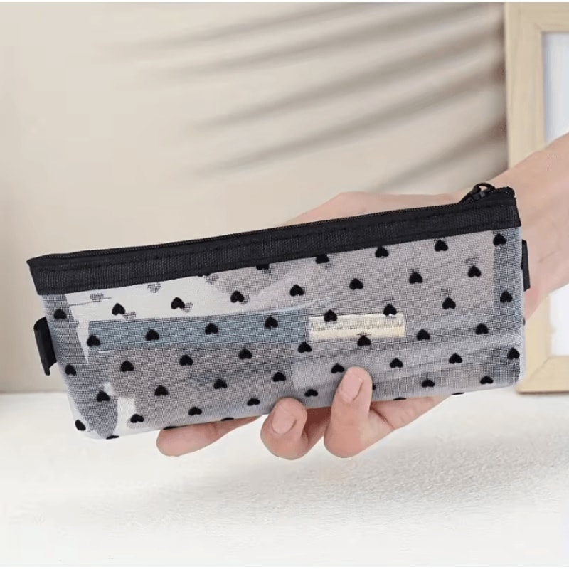 Clear Transparent Pencil Case Mesh Stationery Organizer Cute School Supplies Pencil Case For Girls 3