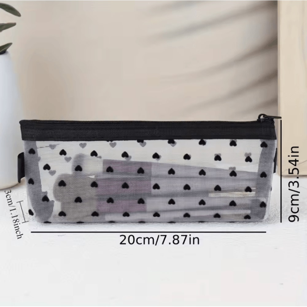 Clear Transparent Pencil Case Mesh Stationery Organizer Cute School Supplies Pencil Case For Girls 4