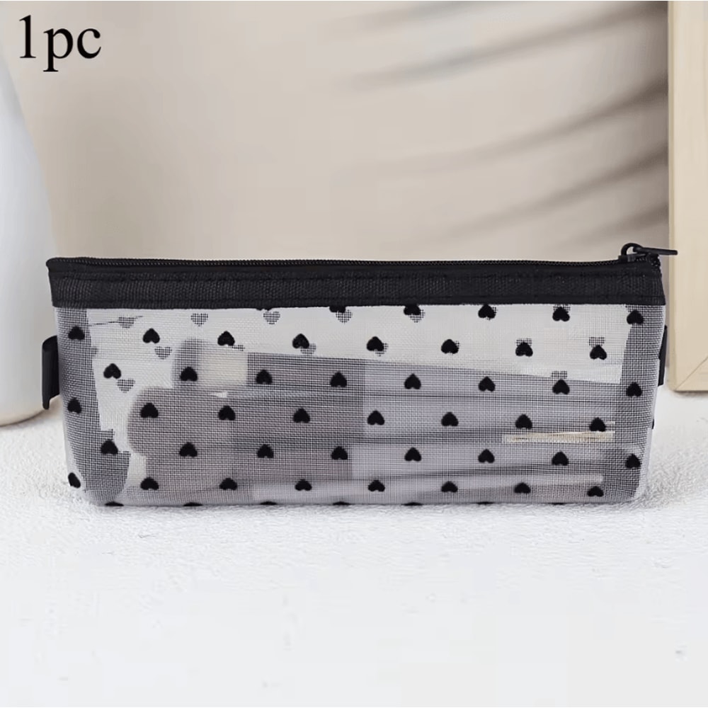 Clear Transparent Pencil Case Mesh Stationery Organizer Cute School Supplies Pencil Case For Girls 7