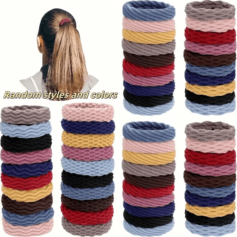 100Pack Elastic Hair Bands Random Color Basic Hair Ties Scrunchies Ponytail Holder Bands 2
