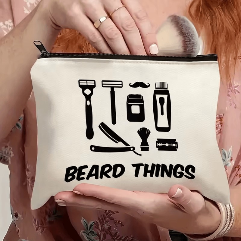 Funny Toiletry Bag Beige Travel Pouch Classic Mens Travel Pouch With Black Zipper Ideal Fathers Da 1