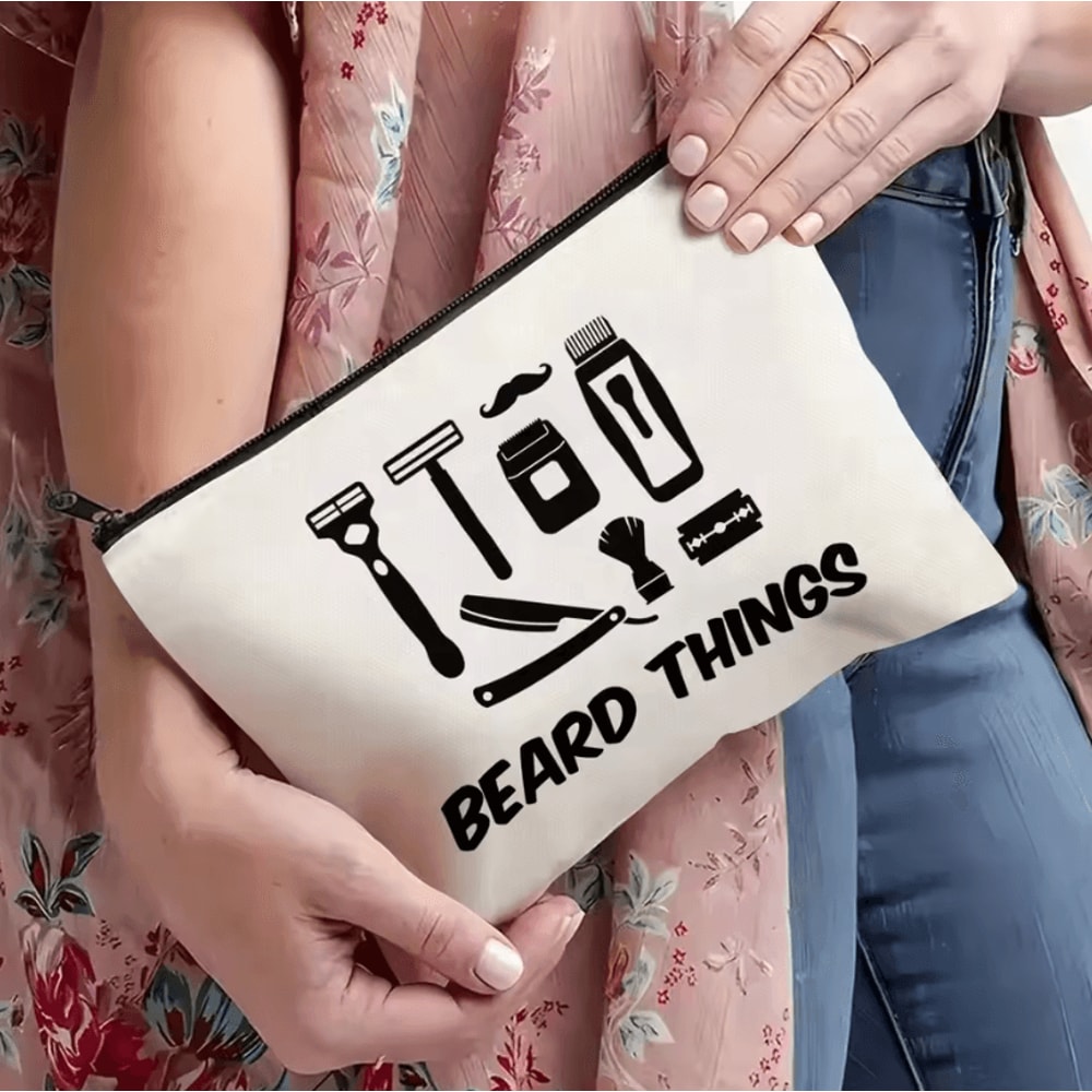 Funny Toiletry Bag Beige Travel Pouch Classic Mens Travel Pouch With Black Zipper Ideal Fathers Da 2