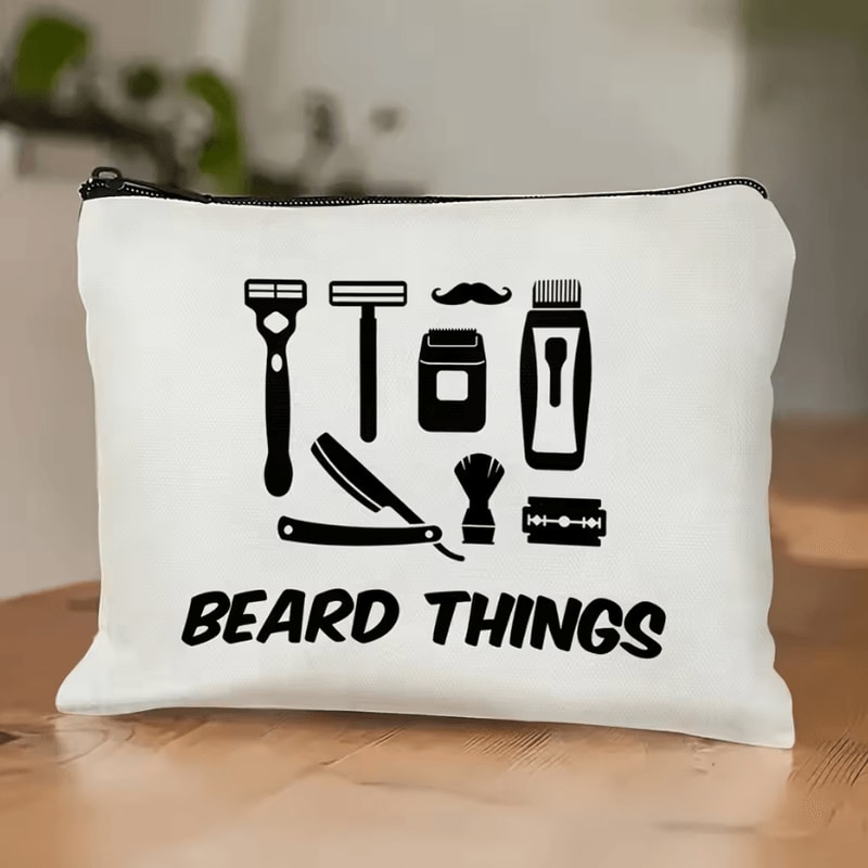 Funny Toiletry Bag Beige Travel Pouch Classic Mens Travel Pouch With Black Zipper Ideal Fathers Da 3