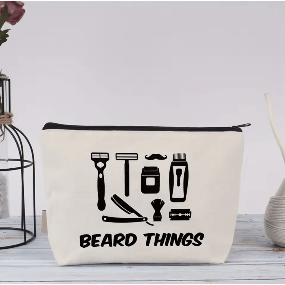 Funny Toiletry Bag Beige Travel Pouch Classic Mens Travel Pouch With Black Zipper Ideal Fathers Da 4