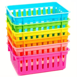 6-pack stackable storage baskets – office and household storage baskets colorful plastic pencil storage box organizer