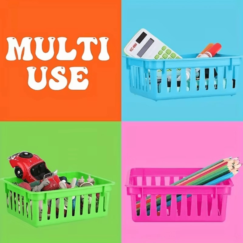 6Pack Stackable Storage Baskets Office And Household Storage Baskets Colorful Plastic Pencil Stora 1