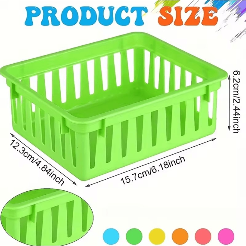 6Pack Stackable Storage Baskets Office And Household Storage Baskets Colorful Plastic Pencil Stora 4