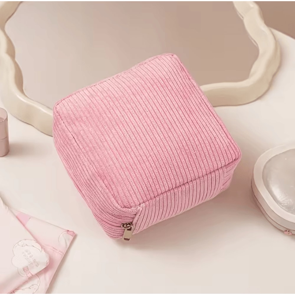 Makeup Toiletry Storage Bag Solid Color Sanitary Napkin Organizer Bag Large Capacity Travel Pouch 3