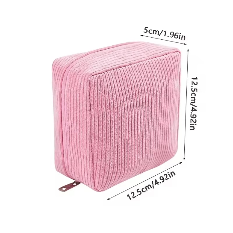 Makeup Toiletry Storage Bag Solid Color Sanitary Napkin Organizer Bag Large Capacity Travel Pouch 4