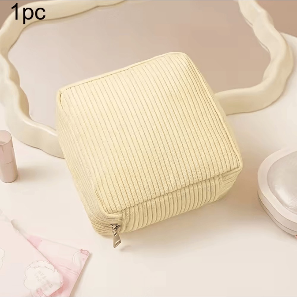 Makeup Toiletry Storage Bag Solid Color Sanitary Napkin Organizer Bag Large Capacity Travel Pouch 5