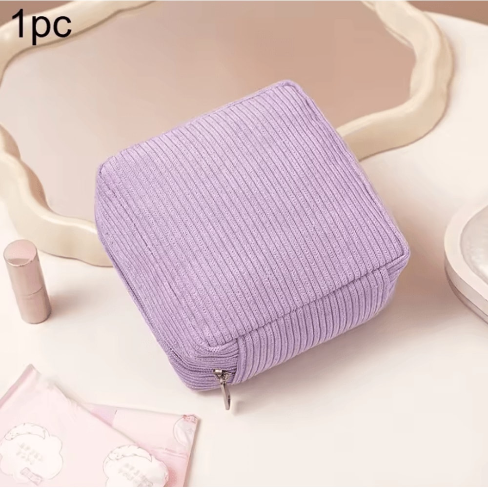Makeup Toiletry Storage Bag Solid Color Sanitary Napkin Organizer Bag Large Capacity Travel Pouch 8