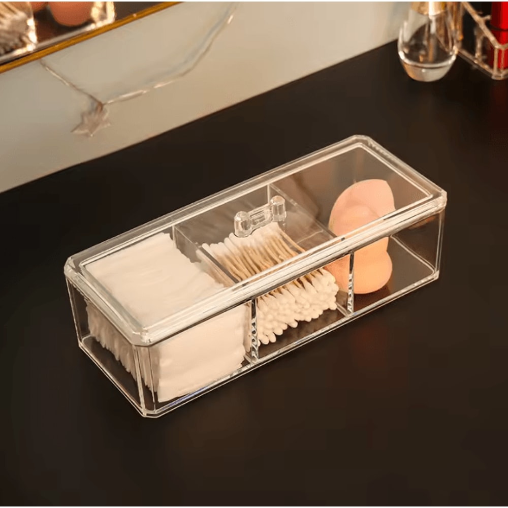 Acrylic Makeup Organizer Transparent Cosmetic Storage Box With ThreeGrid Storage Container For Cot 0