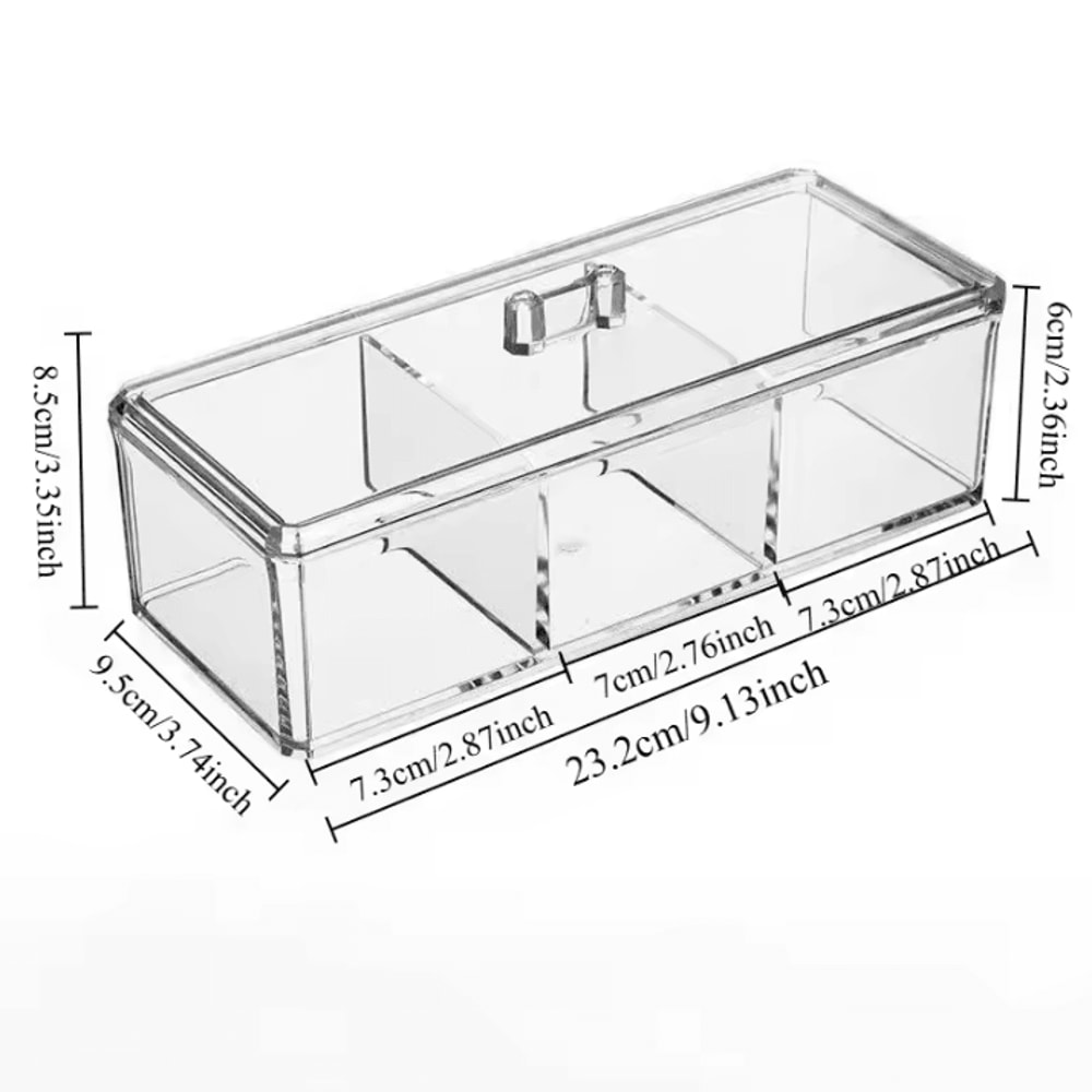 Acrylic Makeup Organizer Transparent Cosmetic Storage Box With ThreeGrid Storage Container For Cot 5