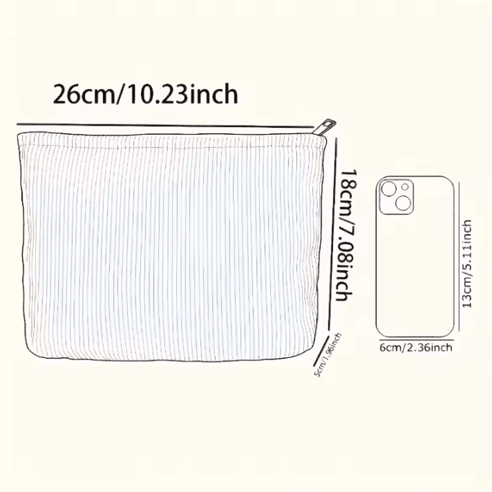 Floral Printed Makeup Bag Minimalist Corduroy Travel Cosmetic Storage Bag Lightweight Multifunctio 5