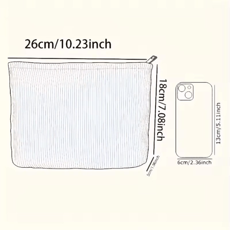 Floral Printed Makeup Bag Minimalist Corduroy Travel Cosmetic Storage Bag Lightweight Multifunctio 5