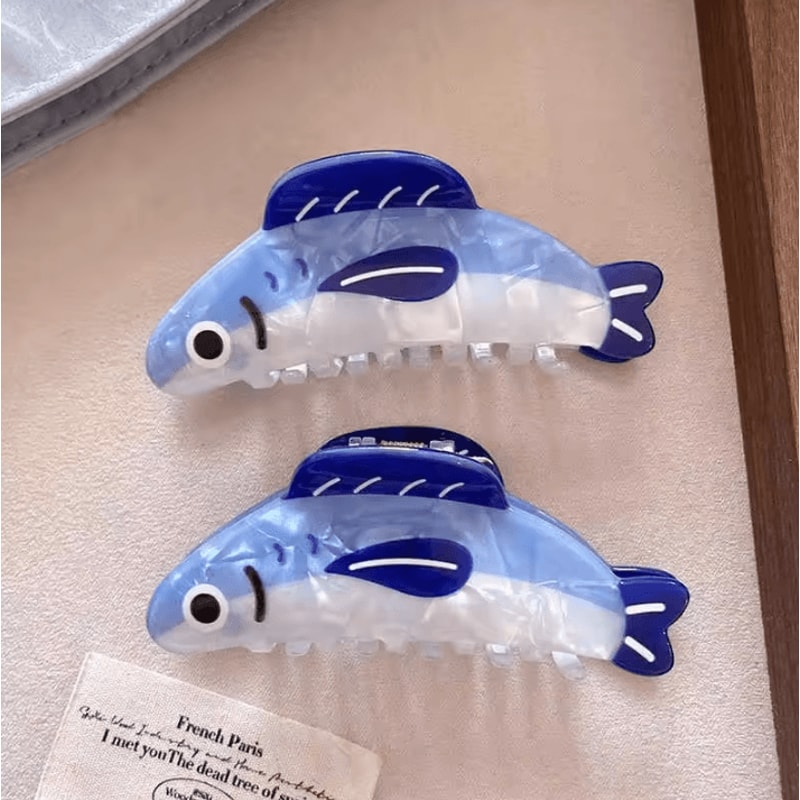 1Pc Creative Hair Clip Ocean Sardine Shark Texture Ponytail Holder Cute Hair Ornament Clip For Wom 1