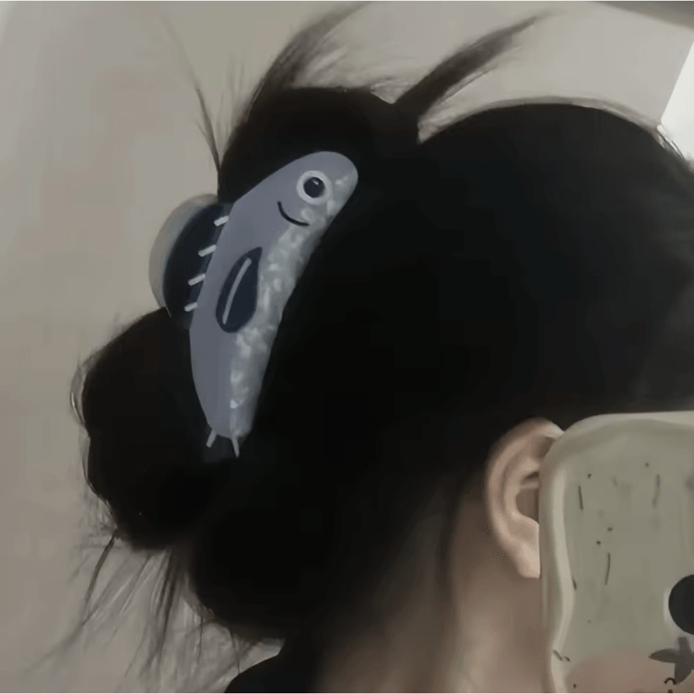 1Pc Creative Hair Clip Ocean Sardine Shark Texture Ponytail Holder Cute Hair Ornament Clip For Wom 4