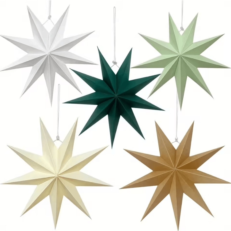 5Pack Christmas Hanging Ornaments Paper Star Tree Decorations Colorful Xmas Party Decor For Holida 3