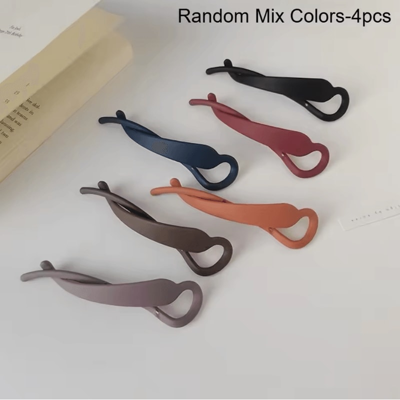 4Pcs Random Color Banana Hair Clips Simple Fashion Vertical Ponytail Hair Clip Elegant Claw Hair A 6