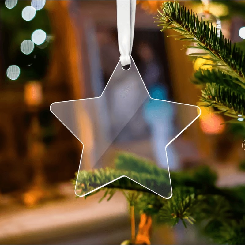 10Pcs Clear Acrylic Christmas Ornaments DIY Holiday Decorations Blank Acrylic Hanging Ornaments F 0