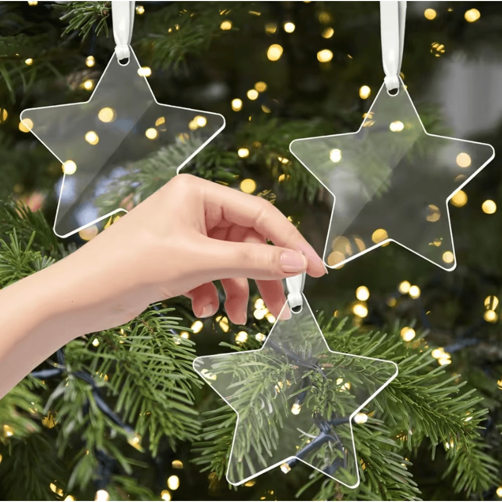 10Pcs Clear Acrylic Christmas Ornaments DIY Holiday Decorations Blank Acrylic Hanging Ornaments F 1