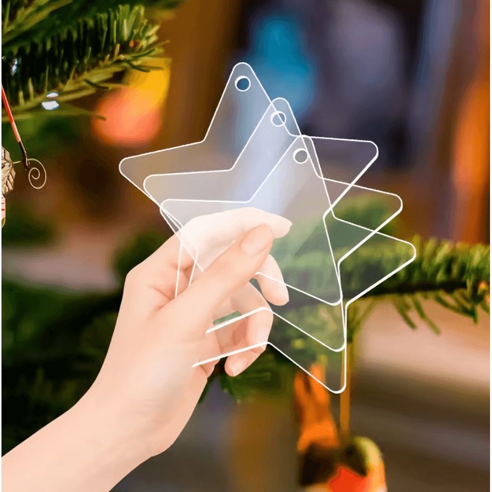 10Pcs Clear Acrylic Christmas Ornaments DIY Holiday Decorations Blank Acrylic Hanging Ornaments F 2