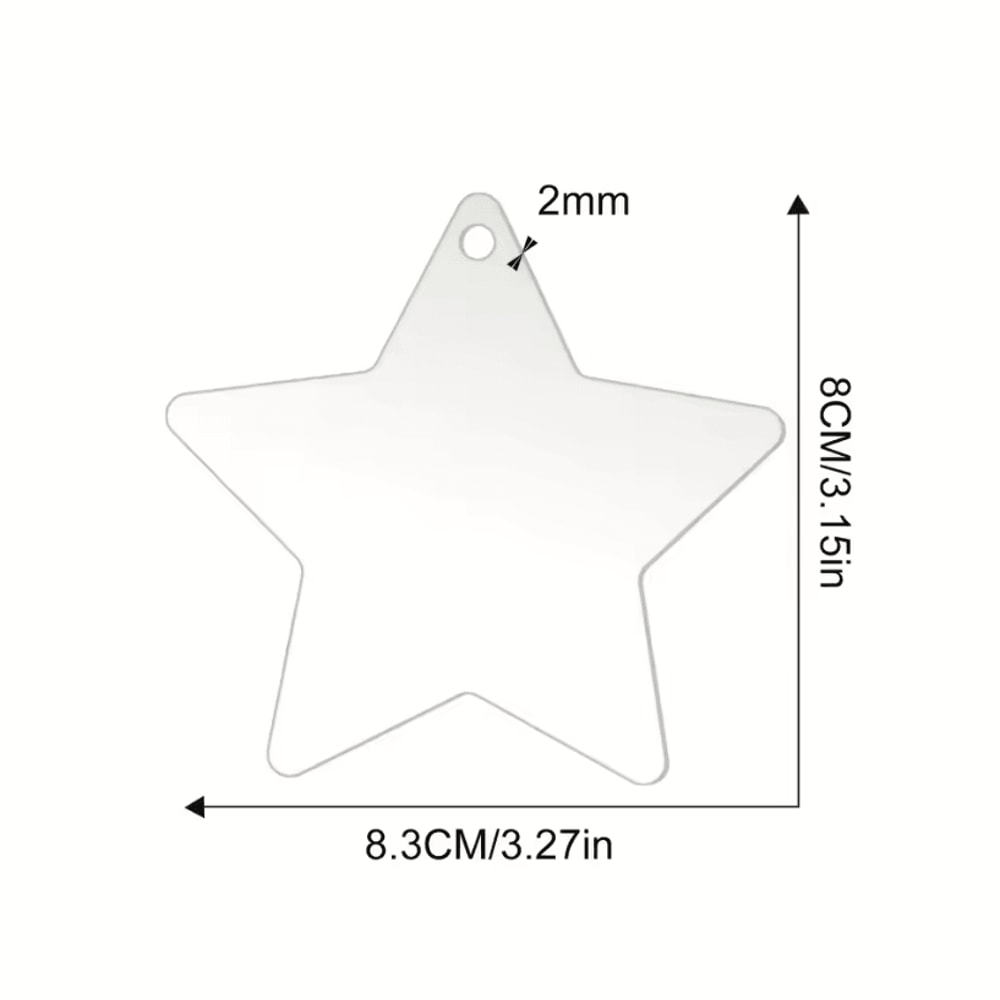 10Pcs Clear Acrylic Christmas Ornaments DIY Holiday Decorations Blank Acrylic Hanging Ornaments F 6