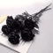 5Pcs Artificial Black Roses Long Stem Fake Flower Stems For Garden Office Home Wedding Halloween 3