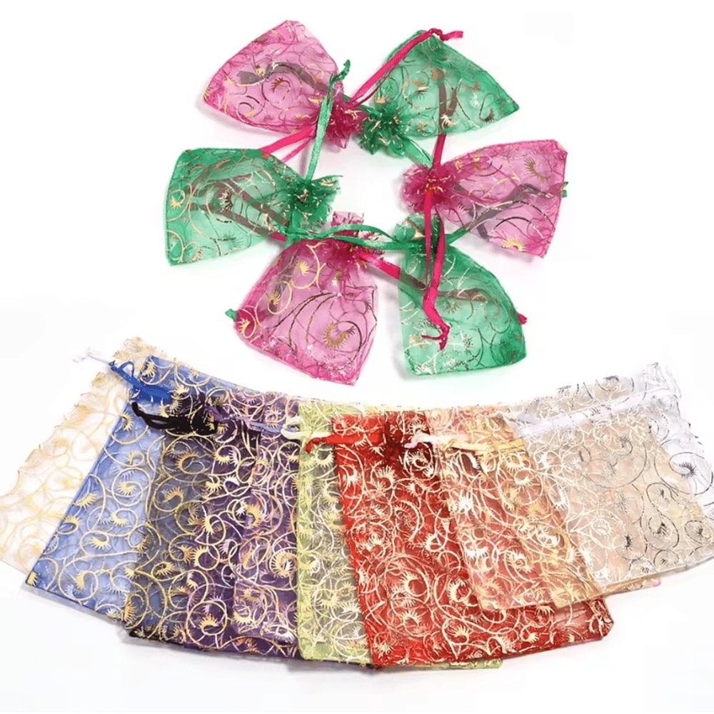 100Pcs Organza Gift Bags Mixed Color Jewelry Packaging Bags Party Favor Bags For Weddings Christma 1