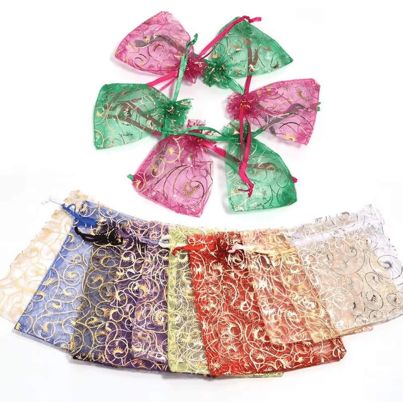 100Pcs Organza Gift Bags Mixed Color Jewelry Packaging Bags Party Favor Bags For Weddings Christma 1