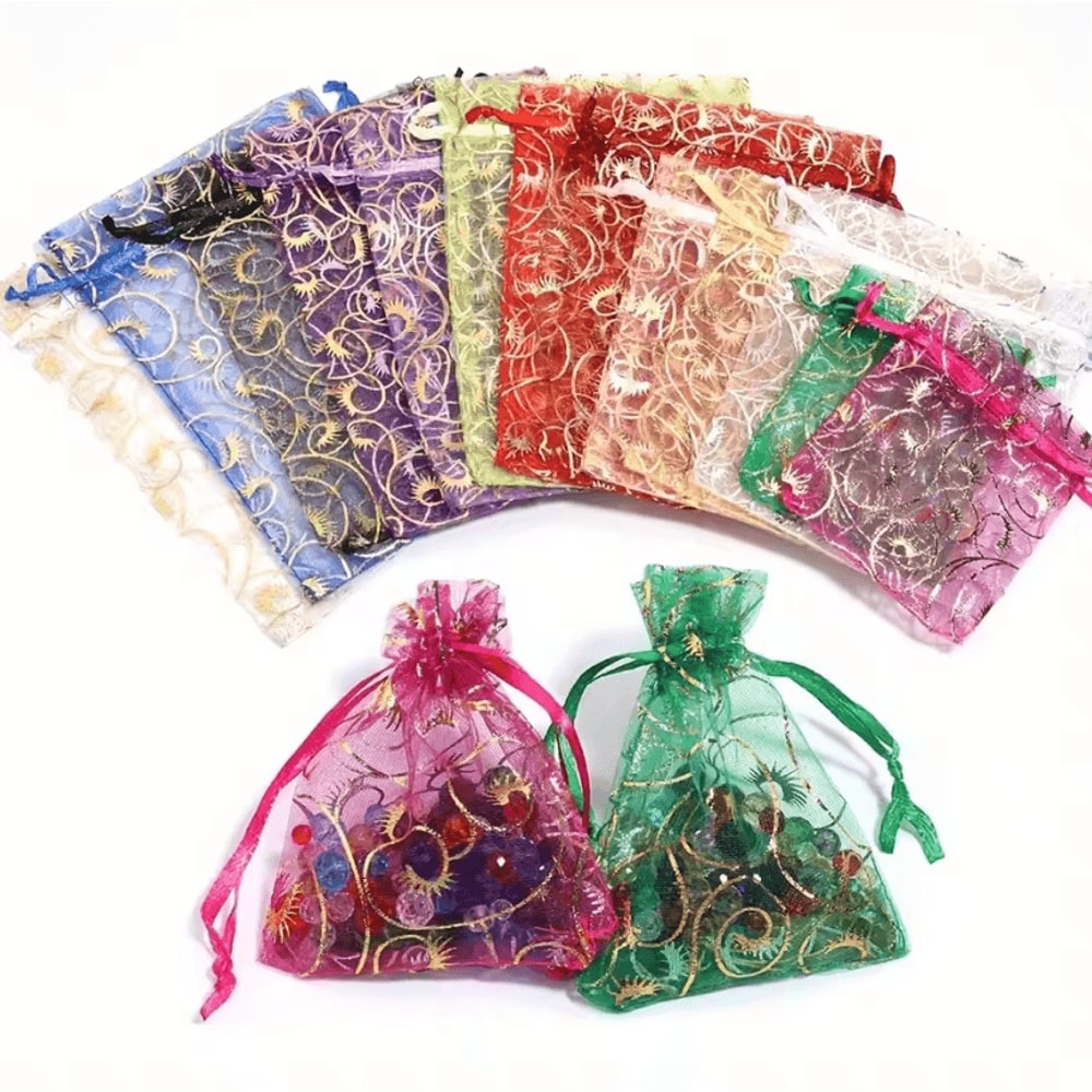 100Pcs Organza Gift Bags Mixed Color Jewelry Packaging Bags Party Favor Bags For Weddings Christma 2