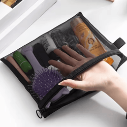 mesh storage bag – travel toiletries organizer large capacity cosmetic pouch portable storage bag