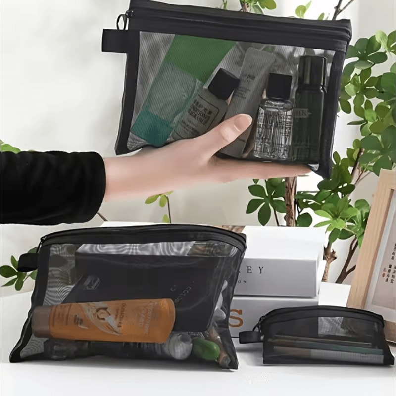 Mesh Storage Bag Travel Toiletries Organizer Large Capacity Cosmetic Pouch Portable Storage Bag 2