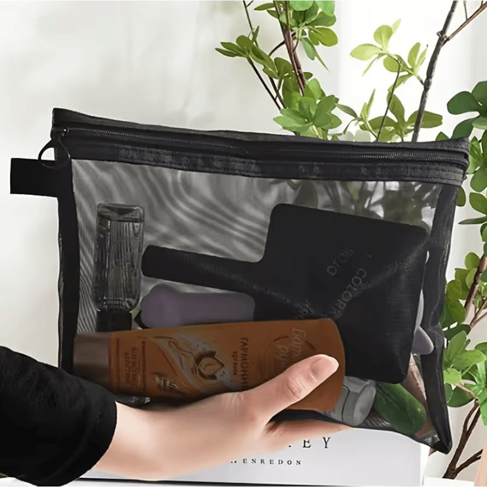 Mesh Storage Bag Travel Toiletries Organizer Large Capacity Cosmetic Pouch Portable Storage Bag 3