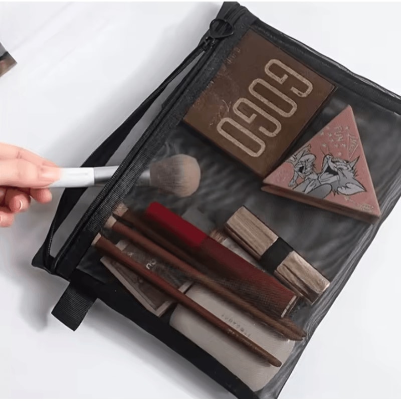 Mesh Storage Bag Travel Toiletries Organizer Large Capacity Cosmetic Pouch Portable Storage Bag 4