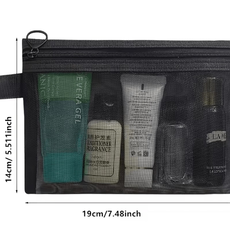 Mesh Storage Bag Travel Toiletries Organizer Large Capacity Cosmetic Pouch Portable Storage Bag 5