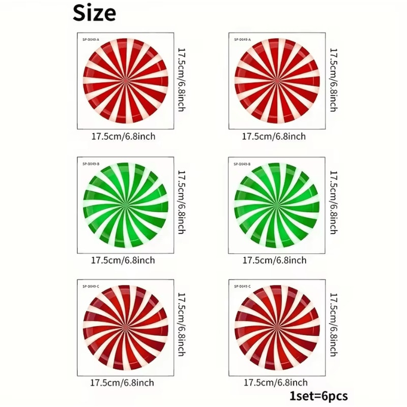 6pcs Colorful Christmas Floor Stickers Festive PVC Decals With Candy Pattern Xmas Decor For Home 4