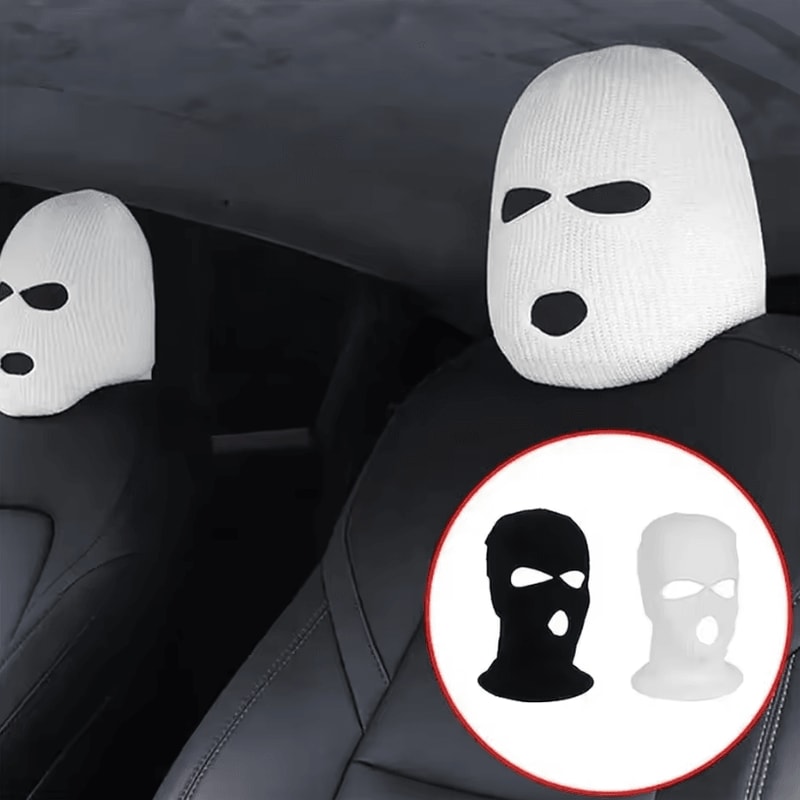 3 Hole Car Seat Headrest Cover Funny Headrest Ski Mask With AntiDust Car Accessory Full Face Prote 0