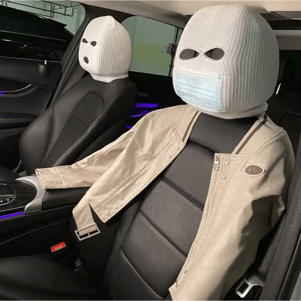 3 Hole Car Seat Headrest Cover Funny Headrest Ski Mask With AntiDust Car Accessory Full Face Prote 2