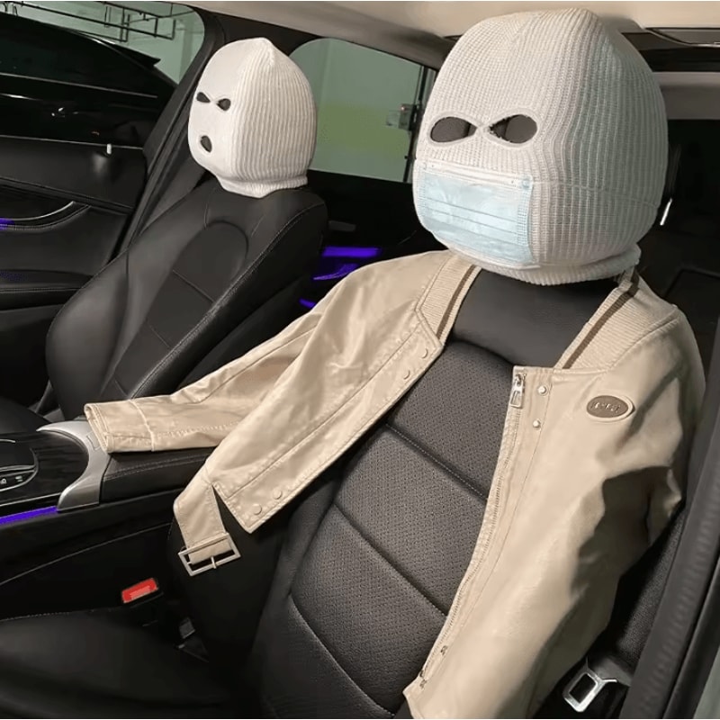 3 Hole Car Seat Headrest Cover Funny Headrest Ski Mask With AntiDust Car Accessory Full Face Prote 2
