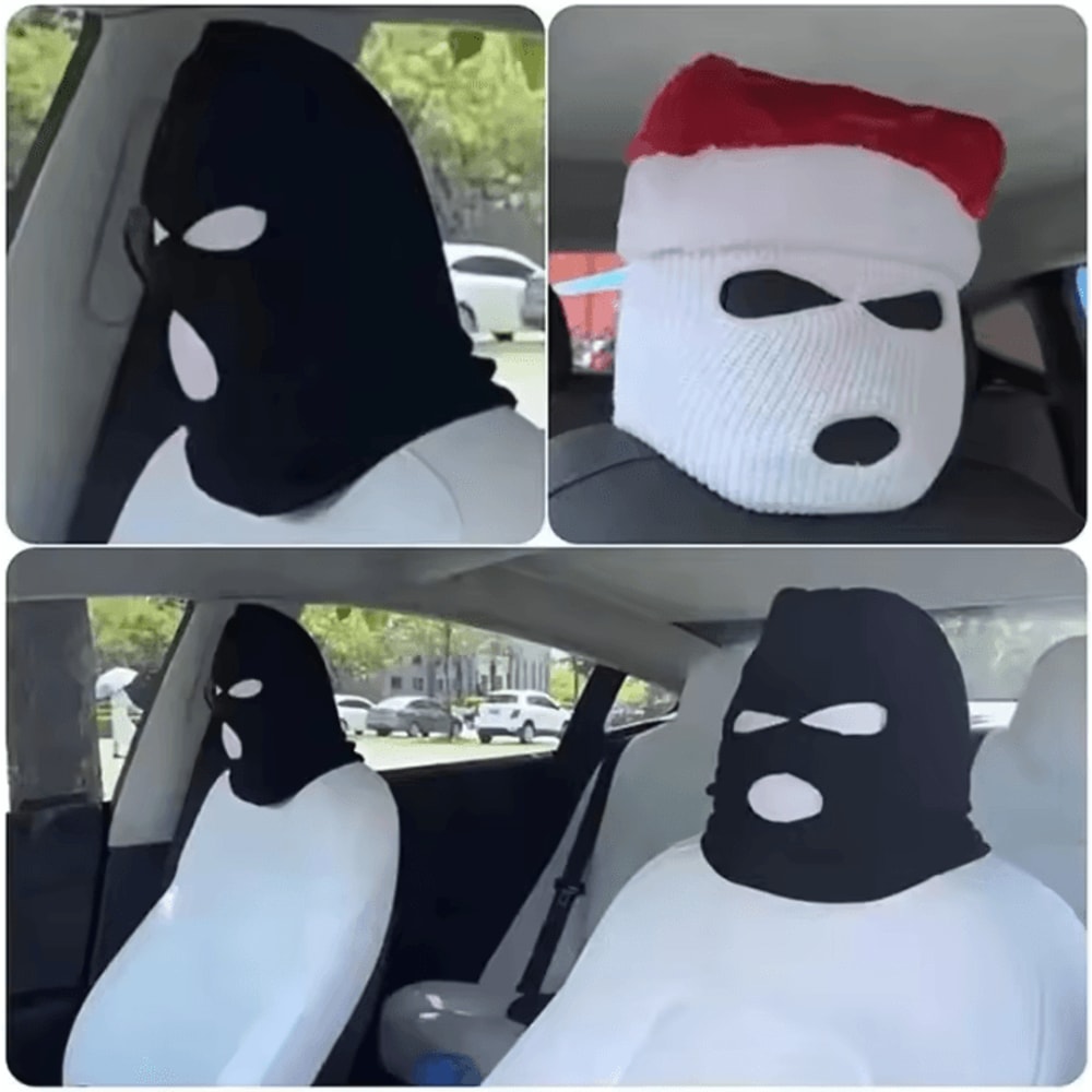 3 Hole Car Seat Headrest Cover Funny Headrest Ski Mask With AntiDust Car Accessory Full Face Prote 4