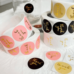 500pcs thank you stickers – kraft paper sticker rolls with cute thank you seal labels for party favors & gifts