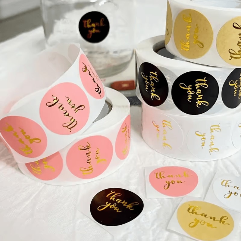 500Pcs Thank You Stickers Kraft Paper Sticker Rolls With Cute Thank You Seal Labels For Party Favo 0